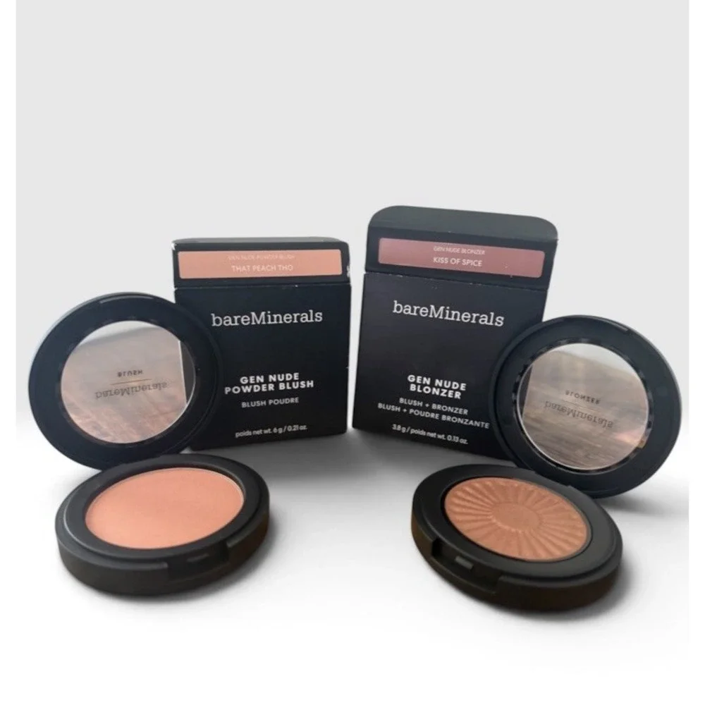 Bare Minerals Glow Gen Nude Blush Blonzer THAT PEACH THO, KISS OF SPICE 2PC NIB